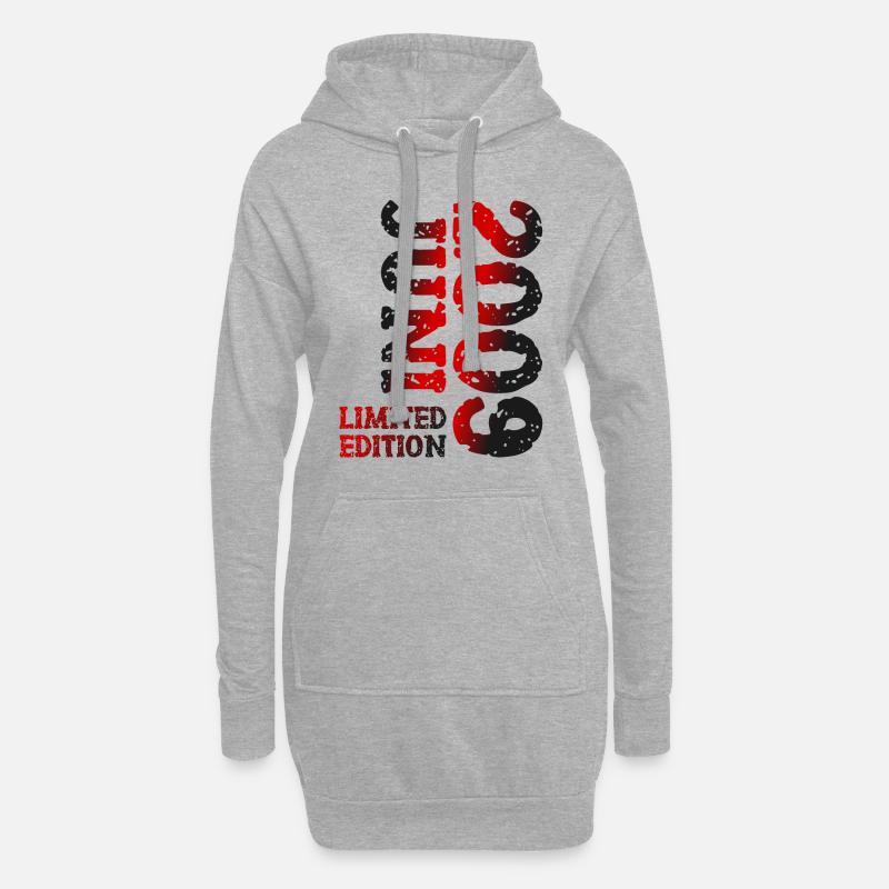 2009 Juni Limited Edition Geburtstag Geschenk - Hoodie-Kleid - Grau meliert