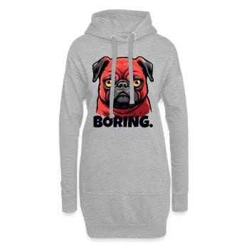 Gelangweilter kleiner Mops - Hoodie-Kleid - Grau meliert - Vorne