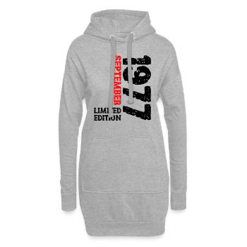 1977 September Limited Edition 46. Geburtstag Deko - Hoodie-Kleid - Grau meliert - Vorne