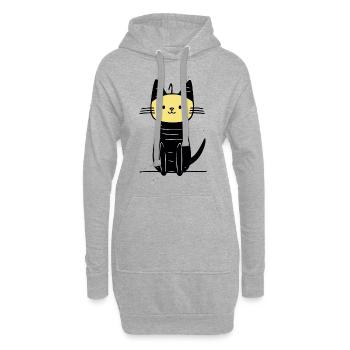 chat mignon - Sweat-shirt à capuche long Femme - gris chiné - Devant