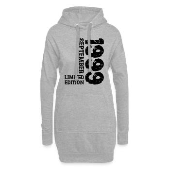 1999 September Limited Edition 24. Geburtstag Deko - Hoodie-Kleid - Grau meliert - Vorne