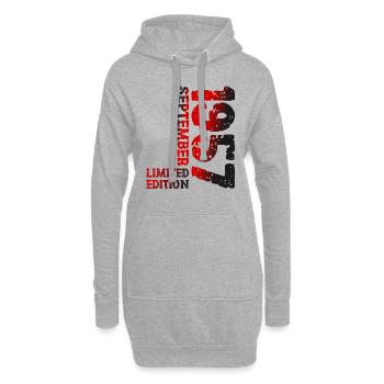 1957 September Limited Edition 66. Geburtstag Deko - Hoodie-Kleid - Grau meliert - Vorne