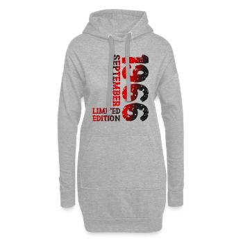 1966 Septembre Édition Limitée 57th Birthday Deco - Sweat-shirt à capuche long Femme - gris chiné - Devant