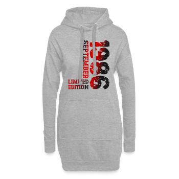 1986 September Limited Edition 37. Geburtstag Deko - Hoodie-Kleid - Grau meliert - Vorne