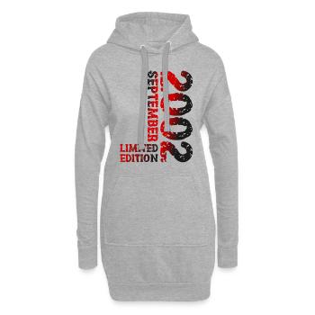 2002 September Limited Edition 21. Geburtstag Deko - Hoodie-Kleid - Grau meliert - Vorne