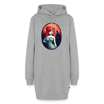 Japans Rote Sonne und Dame in sündiger Pose - Hoodie-Kleid - Grau meliert - Vorne