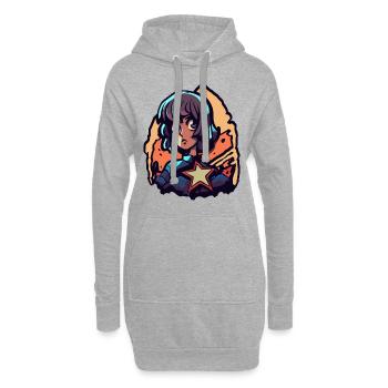 Die heldenhafte Anime-Girl - Hoodie-Kleid - Grau meliert - Vorne
