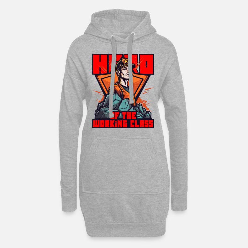 Arbeit und Ehre, der Held der Arbeiterklasse - Hoodie-Kleid - Grau meliert