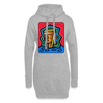 Tiki coloré abstrait - Sweat-shirt à capuche long Femme - gris chiné - Devant