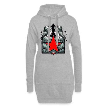 Ein Kuss zwischen Liebenden unter den Sternen - Hoodie-Kleid - Grau meliert - Vorne