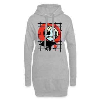 Fille d’anime folle avec du cœur - Sweat-shirt à capuche long Femme - gris chiné - Devant