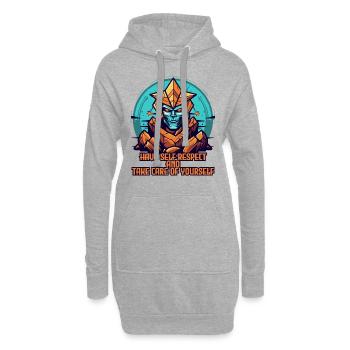 Achte auf deinen Selbstrespekt und sorge für dich - Hoodie-Kleid - Grau meliert - Vorne