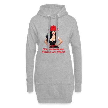 Schwarzwälder Maidle am Start Bereit für Abenteuer - Hoodie-Kleid - Grau meliert - Vorne