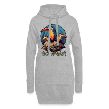 Oiseaux idiots, sortez d’ici ! - Sweat-shirt à capuche long Femme - gris chiné - Devant