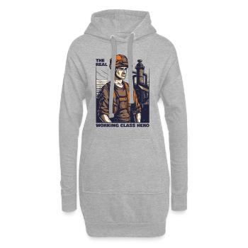 Le vrai héros de la classe ouvrière, l’artisanat - Sweat-shirt à capuche long Femme - gris chiné - Devant