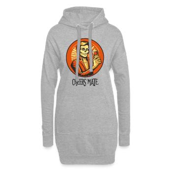 Fantôme squelette avec un verre, bravo mon pote - Sweat-shirt à capuche long Femme - gris chiné - Devant