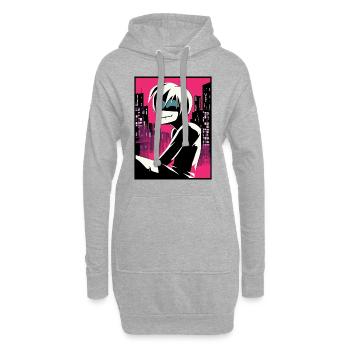 Dessin animé Anime Manga Ville Zombie Goule - Sweat-shirt à capuche long Femme - gris chiné - Devant