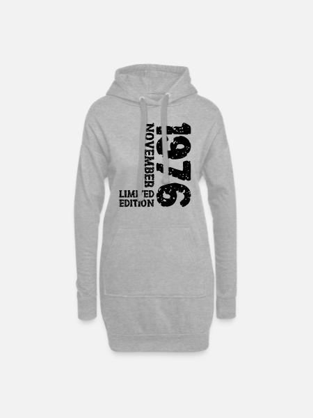 1976 November Limited Edition 47. Geburtstag Deko - Hoodie-Kleid - Grau meliert