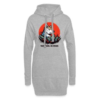 Soyez courageux comme un loup - Sweat-shirt à capuche long Femme - gris chiné - Devant