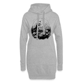 Naturschauspiel mit Blumen Wiese und ein Fuchs - Hoodie-Kleid - Grau meliert - Vorne