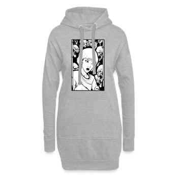 Femme de dessin animé et démons effrayants - Sweat-shirt à capuche long Femme - gris chiné - Devant