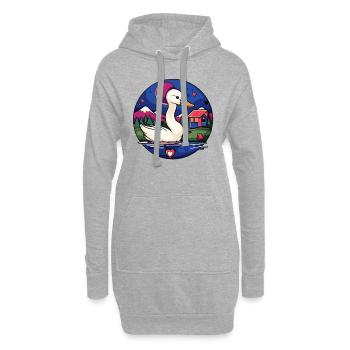 Nager au lac : un oiseau cygne de dessin animé - Sweat-shirt à capuche long Femme - gris chiné - Devant