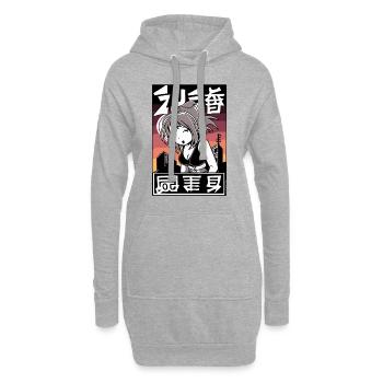 Poster: Anime-Girl, Das ergibt keinen Sinn - Hoodie-Kleid - Grau meliert - Vorne