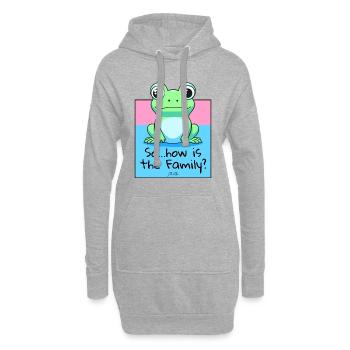 Wie geht es der Familie, ein freundlicher Frosch - Hoodie-Kleid - Grau meliert - Vorne