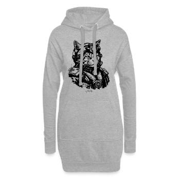 Ein Weltraum-Marine-Katze - Hoodie-Kleid - Grau meliert - Vorne