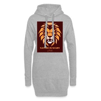 La nature fait peur, un lion à tête de lion - Sweat-shirt à capuche long Femme - gris chiné - Devant