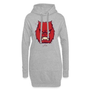 En colère - Sweat-shirt à capuche long Femme - gris chiné - Devant