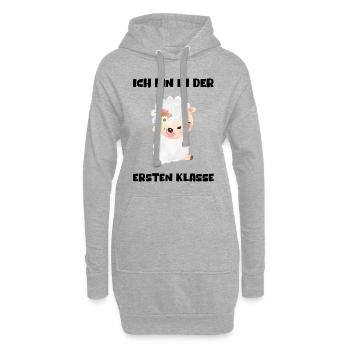 Mädchen Einschulung 2023 Schulbeginn Schulkind - Hoodie-Kleid - Grau meliert - Vorne