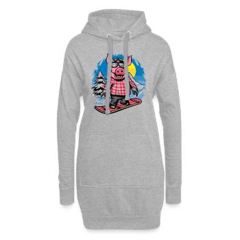 Snowboard sur Snowboard, Snowboarder Cochon - Sweat-shirt à capuche long Femme - gris chiné - Devant