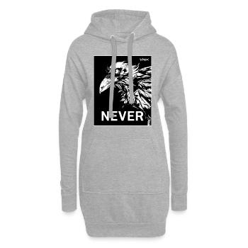 Niemals, ein schwarzer Rabe - Hoodie-Kleid - Grau meliert - Vorne