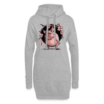 Japan Sakura Kirschblüten Schwein - Hoodie-Kleid - Grau meliert - Vorne