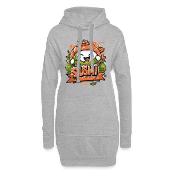 Sushi joyeux - Sweat-shirt à capuche long Femme - gris chiné - Devant