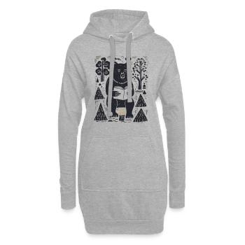 Ein Bär liest ein Buch im Wald - Hoodie-Kleid - Grau meliert - Vorne