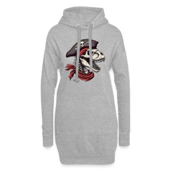 Rex Goes On : Dino Skull Capitaine Pirate - Sweat-shirt à capuche long Femme - gris chiné - Devant