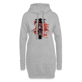 Poteau électrique japonais - Sweat-shirt à capuche long Femme - gris chiné - Devant