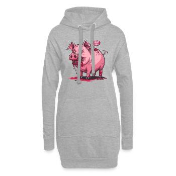 Lèche-moi, cochon zombie détruit - Sweat-shirt à capuche long Femme - gris chiné - Devant