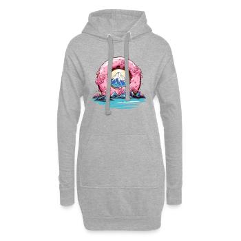 Japan Sakura Blüten am Berg Fuji Donut - Hoodie-Kleid - Grau meliert - Vorne