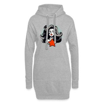 Une belle femme et une étoile rouge - Sweat-shirt à capuche long Femme - gris chiné - Devant
