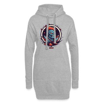 Schwer Super-Duty-Cool Zombie-Schädel-Rock - Hoodie-Kleid - Grau meliert - Vorne