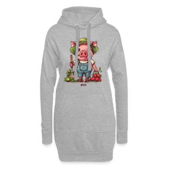 Gartenarbeit Garten Schwein Gärtner - Hoodie-Kleid - Grau meliert - Vorne