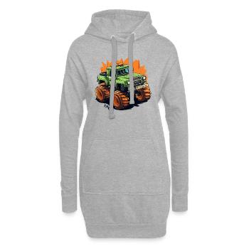 Kubischer Gaming Pixel Monster Truck - Hoodie-Kleid - Grau meliert - Vorne