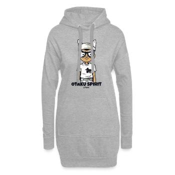 Nerd japonais et fantôme otaku - Sweat-shirt à capuche long Femme - gris chiné - Devant