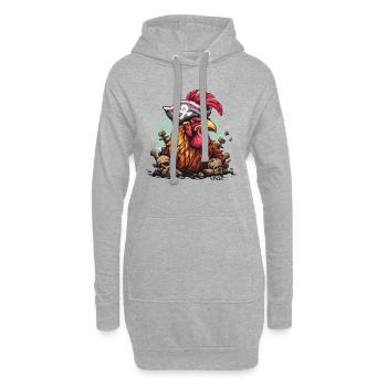 Der Schädel regiert: Misthaufen-Hahn-Pirat - Hoodie-Kleid - Grau meliert - Vorne