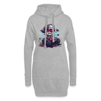 Le pirate Chibi Monster Truck - Sweat-shirt à capuche long Femme - gris chiné - Devant