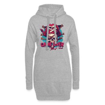 Jeux : Game Over, Gamer Skull Pirate - Sweat-shirt à capuche long Femme - gris chiné - Devant