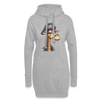 Très amusant : Girafe pirate souriante - Sweat-shirt à capuche long Femme - gris chiné - Devant